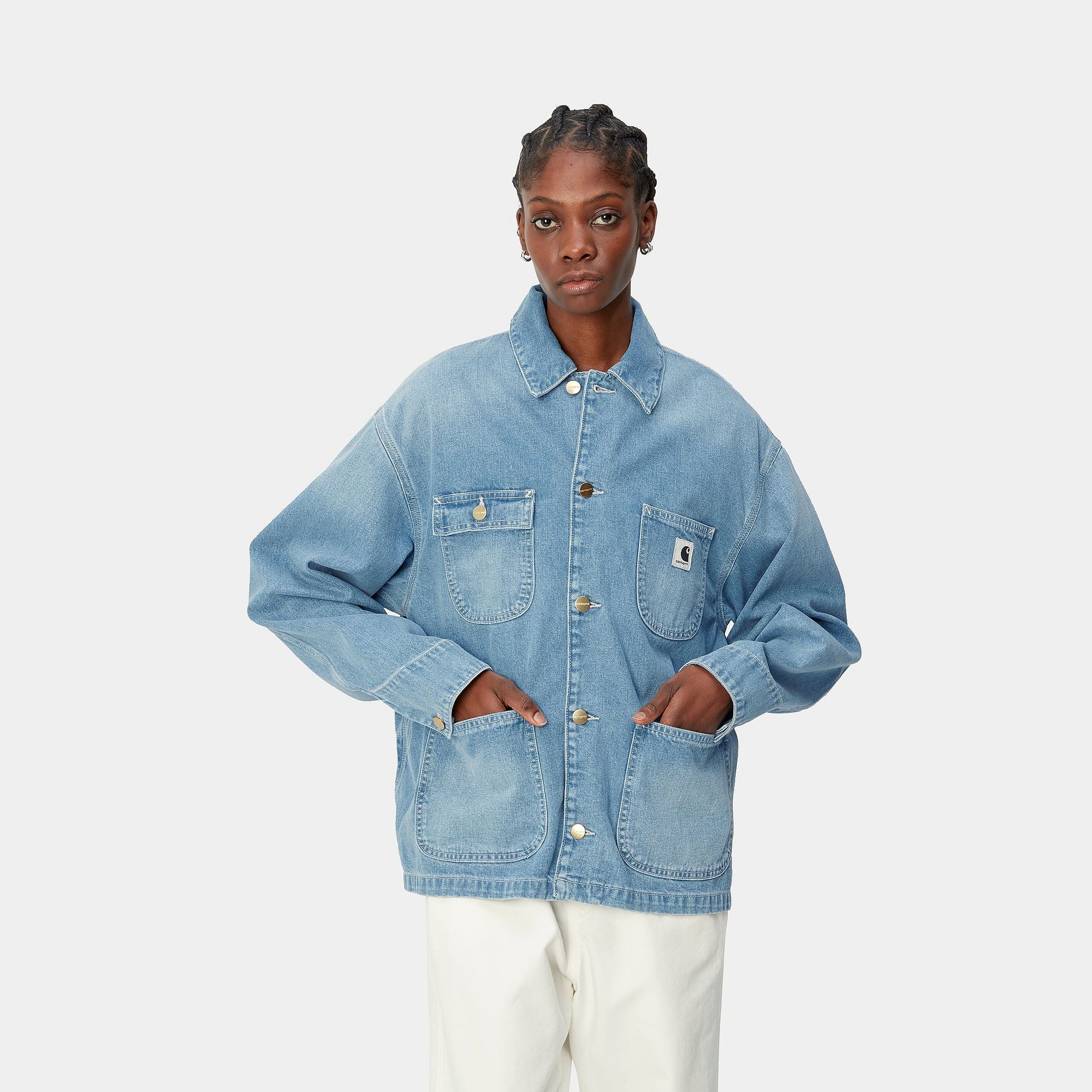 Carhartt WIP W' OG Michigan Coat 100% Cotton 'Norco' Denim, 11.25 oz (Blue Light True) - Image 3