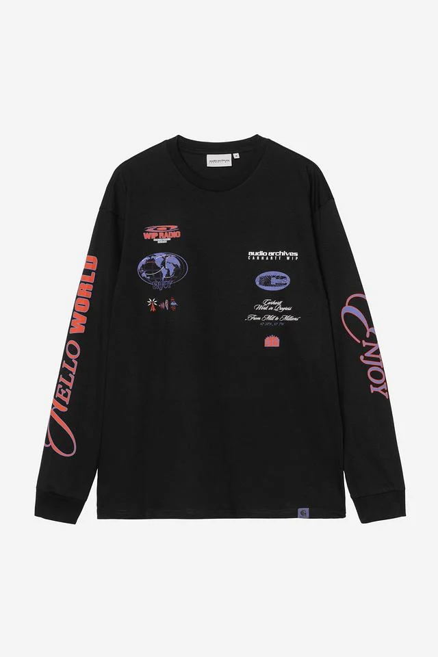 Carhartt WIP Audio Archives WIP L/S T-Shirt Organic Cotton Single Jersey, 175 g/m² (Black)