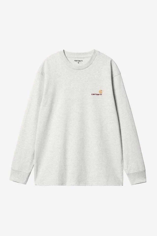 Carhartt WIP L/S American Script T-Shirt Organic Cotton Single Jersey, 240 g/m² (Ash Heather)