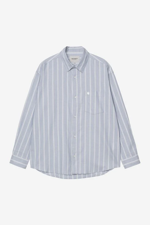 Carhartt WIP L/S Beale Shirt Cotton Dobby, 3.8 oz Beale Stripe, (Gentle Blue / White)