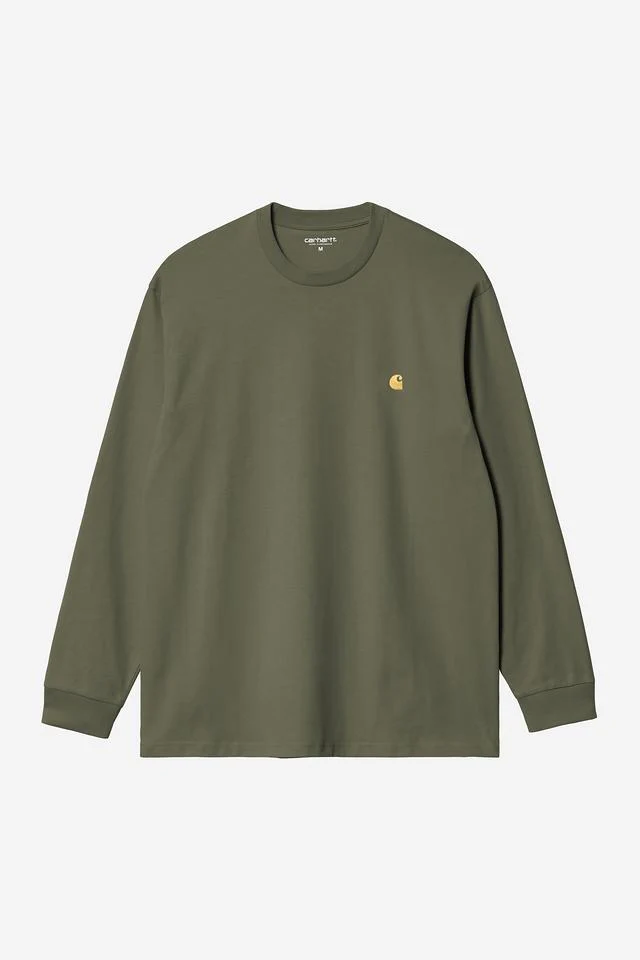 Carhartt WIP L/S Chase T-Shirt 100% Cotton Combed Single Jersey, 235 g/m² (Leaf / Gold)