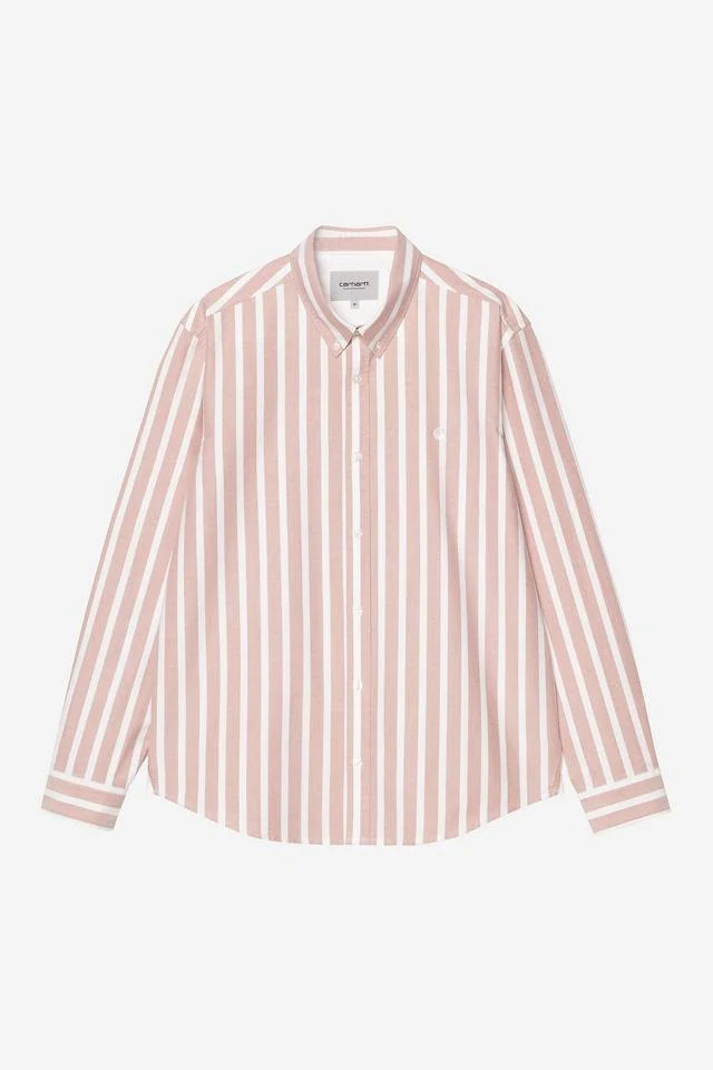 Carhartt WIP L/S Deven Shirt Cotton Oxford, 4.7 oz Deven Stripe, (Oxide Red / White)