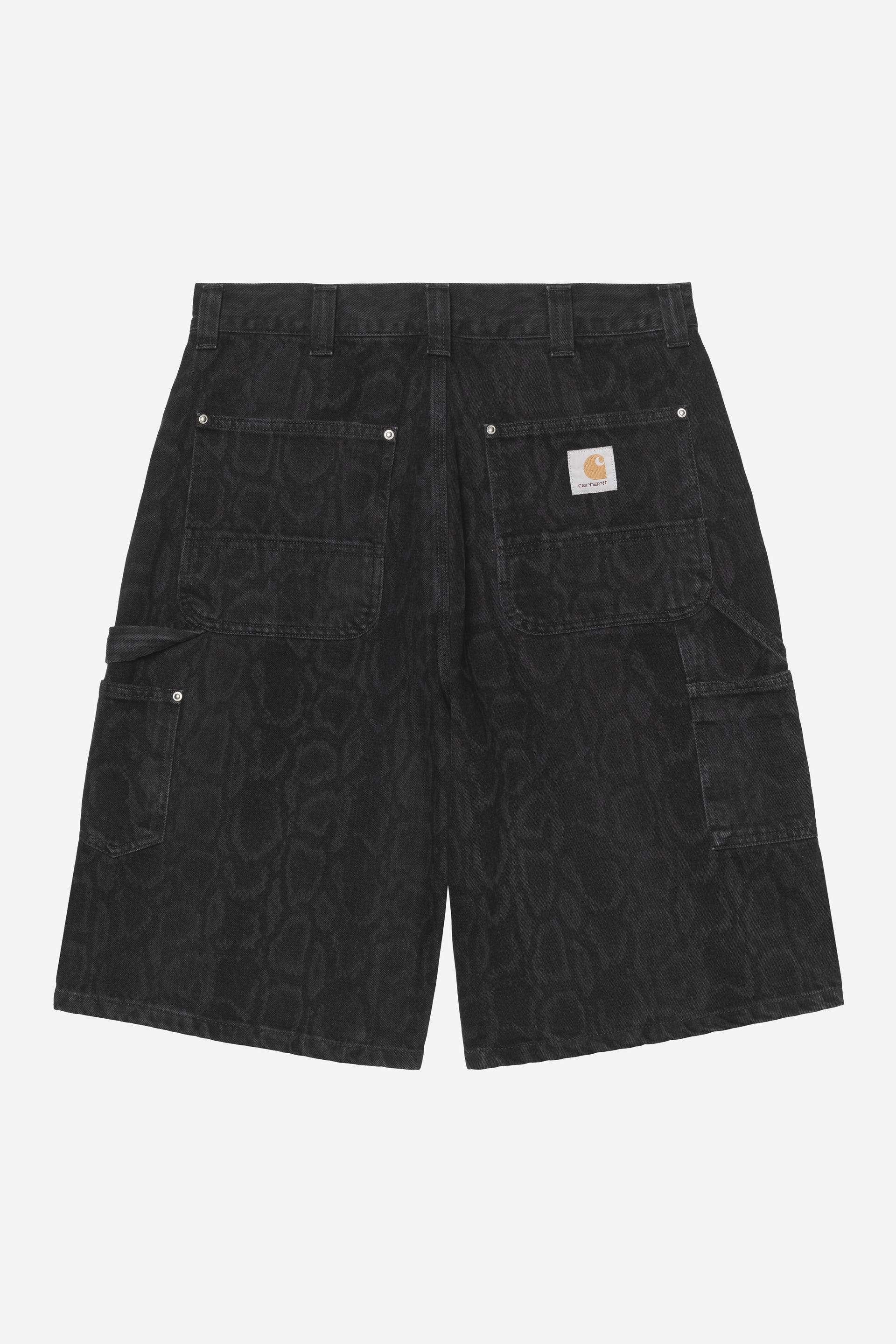 Carhartt WIP OG Double Knee Short 100% Cotton 'Smith' Denim, 13.5 oz (Snake Camo, Black heavy stone wash)