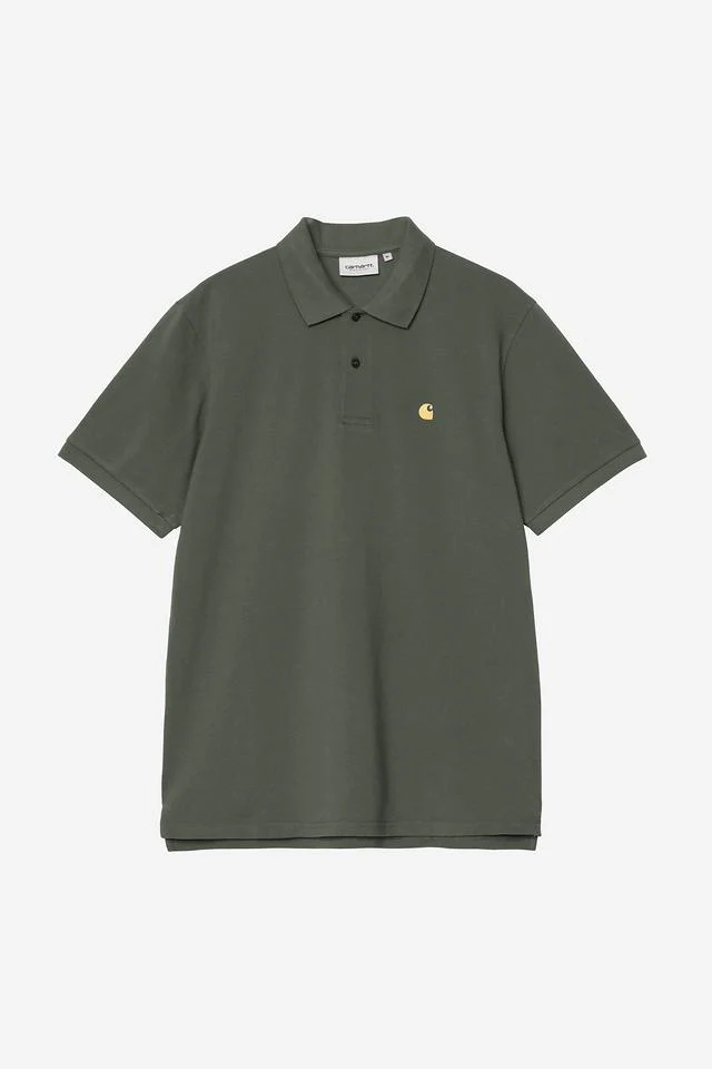 Carhartt WIP S/S Chase Pique Polo Cotton Garment Washed Piqué, 240 g/m² (Leaf / Gold)