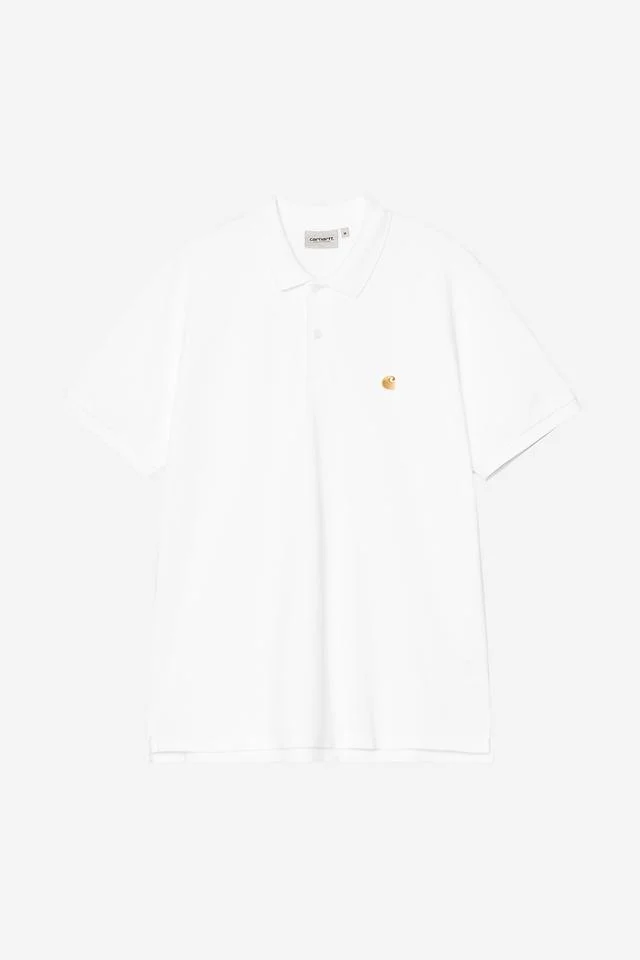 Carhartt WIP S/S Chase Pique Polo Cotton Garment Washed Piqué, 240 g/m² (White / Gold)