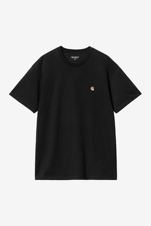 Carhartt WIP S/S Chase T-Shirt 100% Cotton Combed Single Jersey, 235 g/m² (Black / Gold)