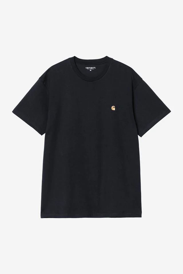 Carhartt WIP S/S Chase T-Shirt 100% Cotton Combed Single Jersey, 235 g/m² (Dark Navy / Gold)