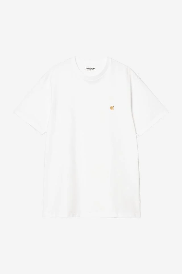 Carhartt WIP S/S Chase T-Shirt 100% Cotton Combed Single Jersey, 235 g/m² (White / Gold)