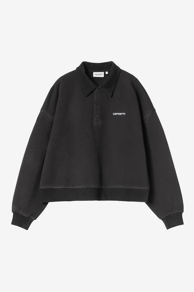 Carhartt WIP W' Brenta Polo Sweat Cotton Sweat, 400 g/m² (Black / White heavy stone wash)