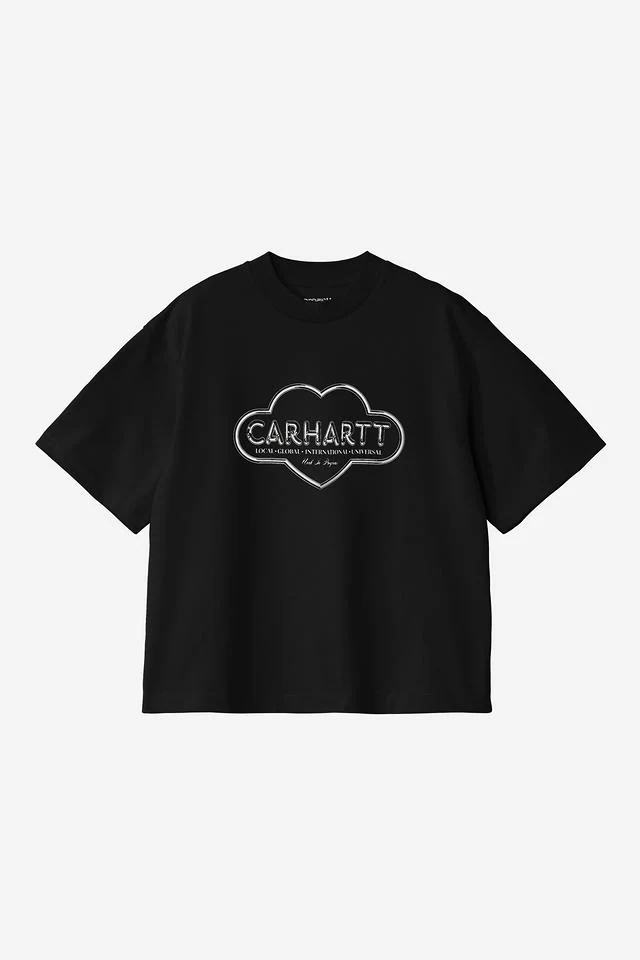 Carhartt WIP W' S/S Cloud Heart T-Shirt Organic Cotton Single Jersey, 165 g/m² (Black)