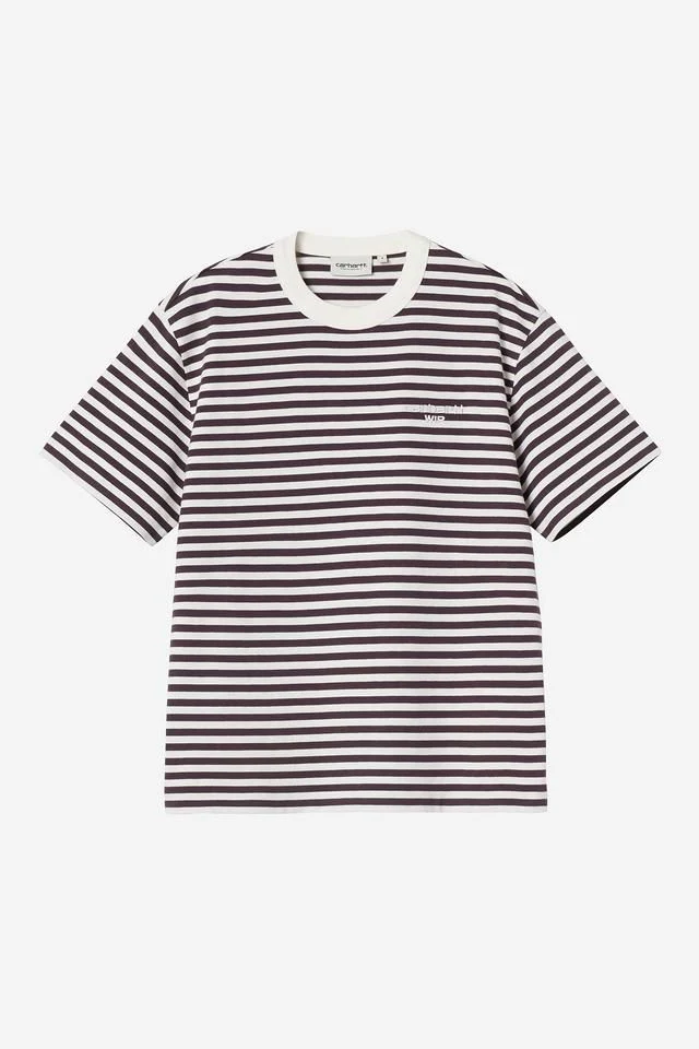 Carhartt WIP W' S/S Ezra T-Shirt Cotton Single Jersey, 205 g/m² (Ezra Stripe, Cozy Purple / Wax)