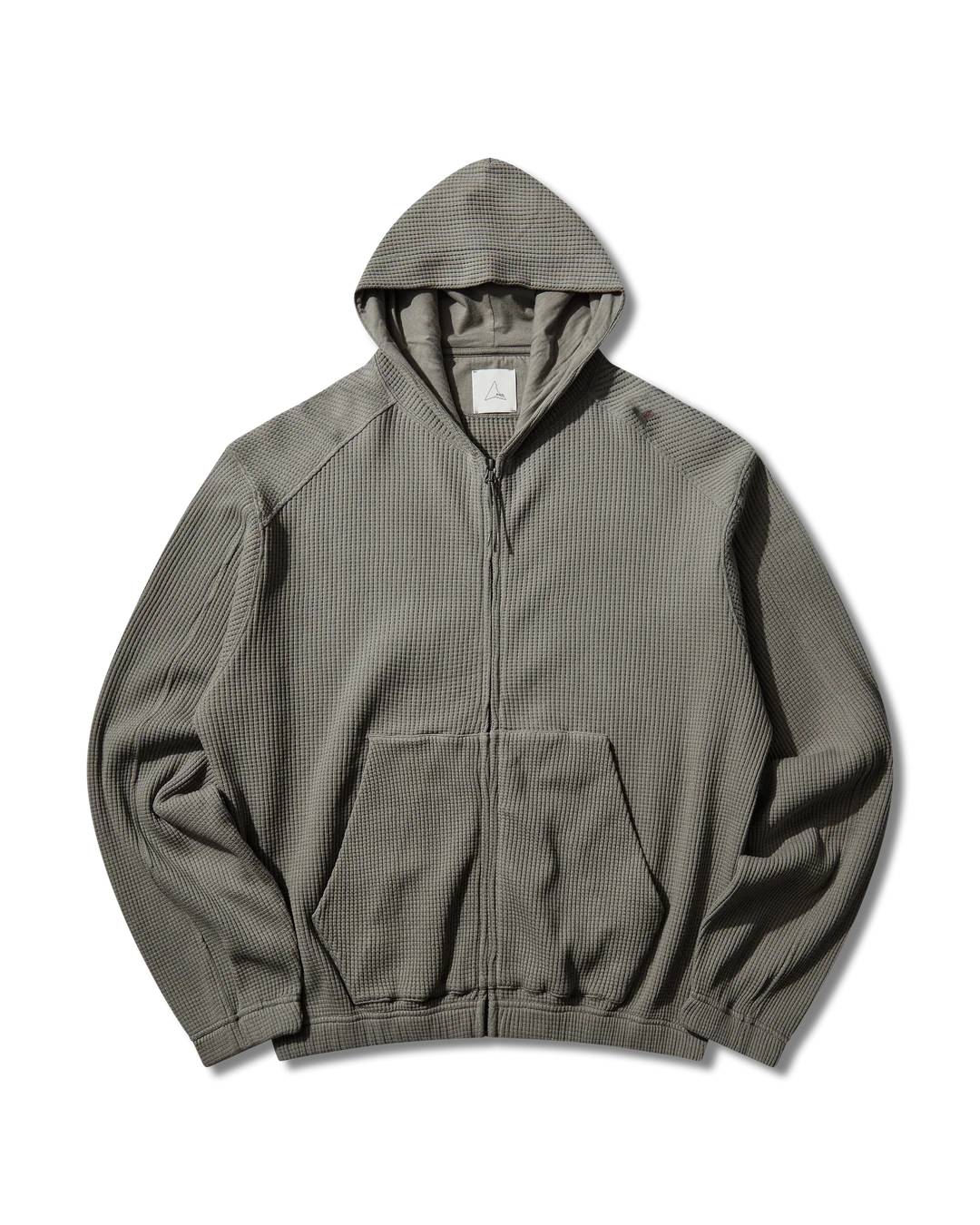 ROA Bee Sun Faded Organic Waffle Zip Up Hoodie (Grey)