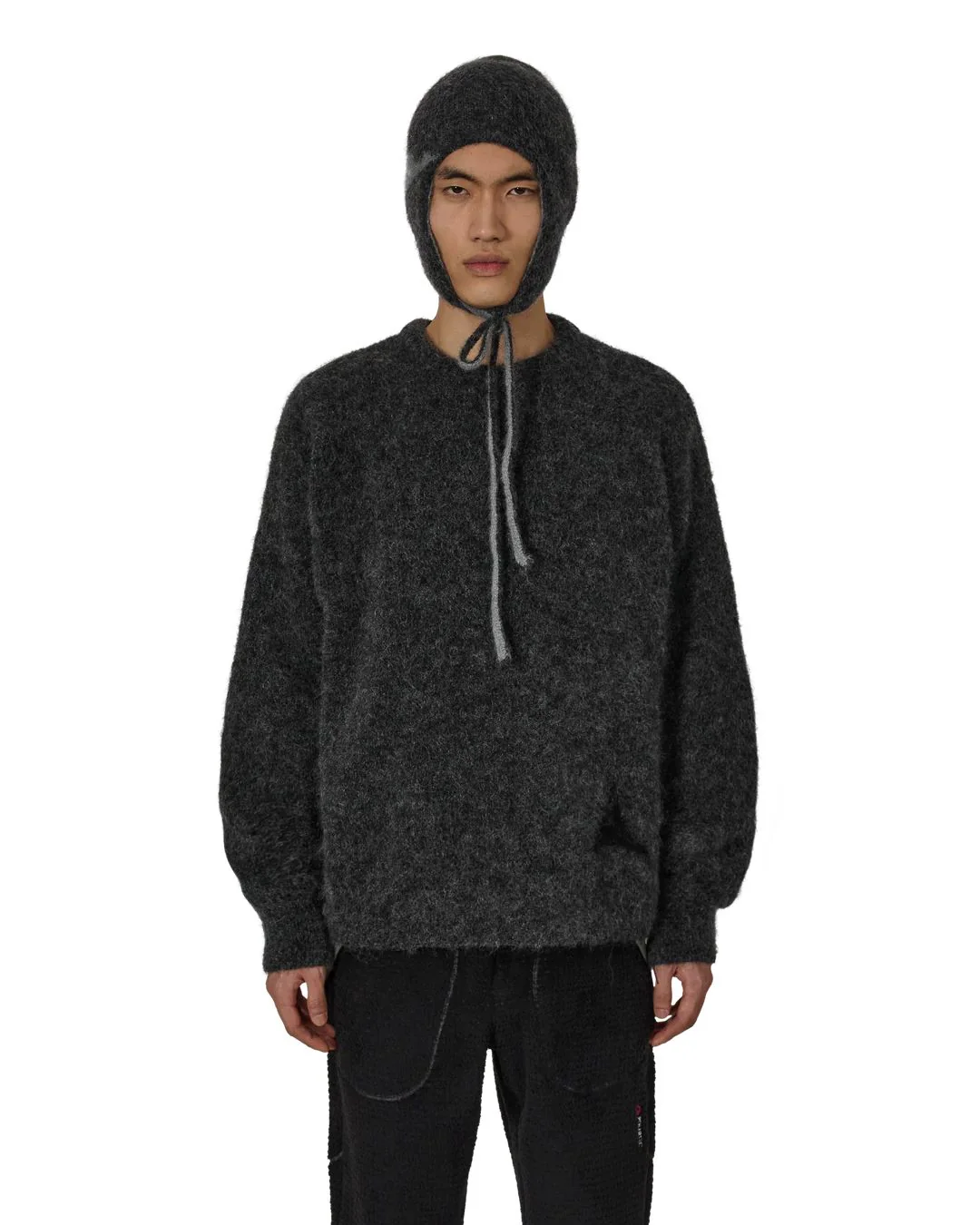 ROA Dropstitch Mohair Knit Crewneck (Anthracite)